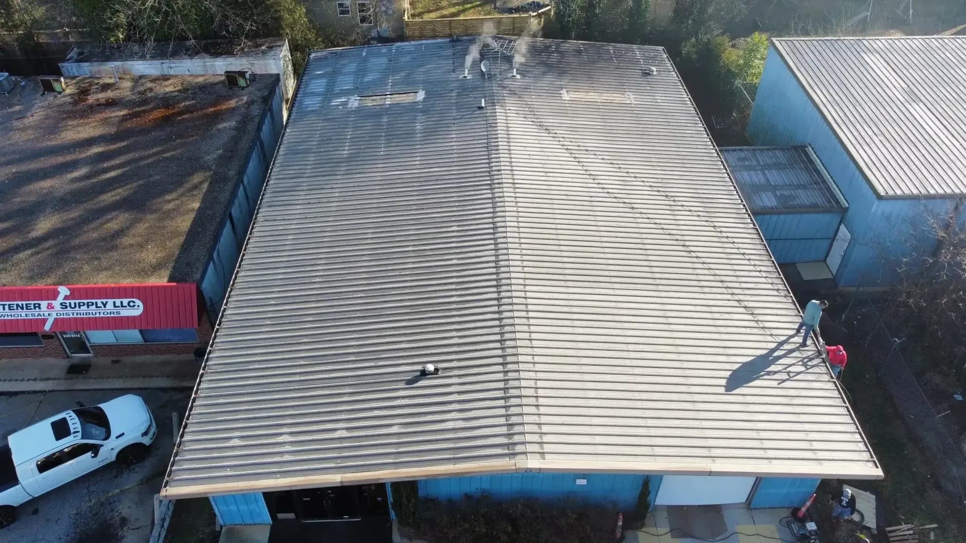 A new commercial roof installed by Cornerstone Construction.